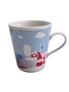 Festive Ceramic Mug with Finnish Winter Scene & Santa Claus Coffee Mug Holiday